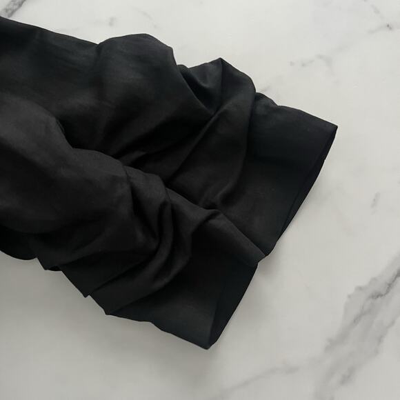 TART Kia Blazer Linen Tencel Ruched Sleeve Black Small Minimalist Casual Chic - Picture 7 of 10